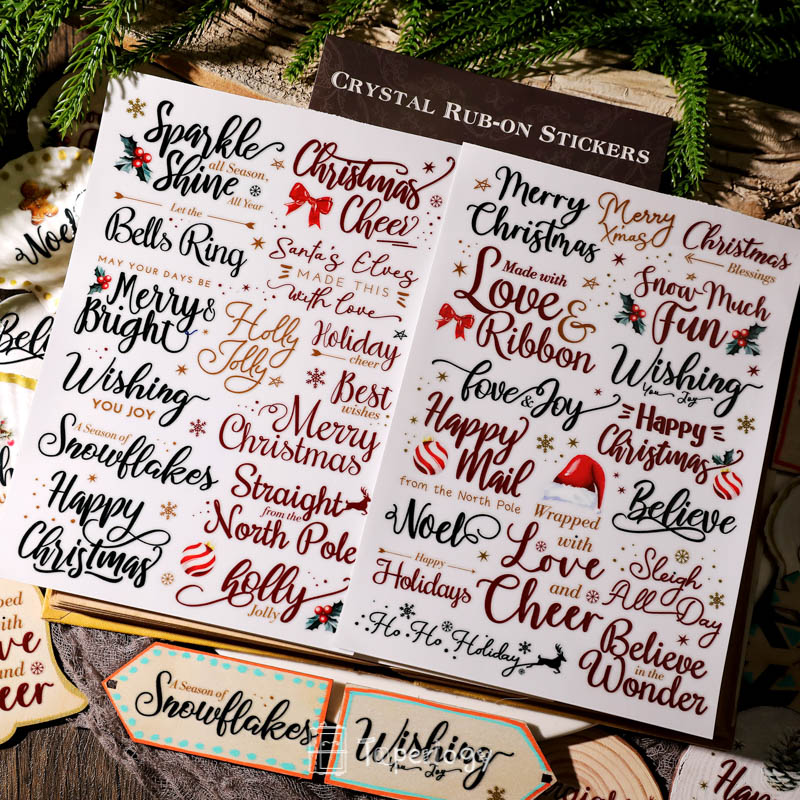 Zopa Christmas Sentiments Crystal Rub-on Stickers - Taperlogy