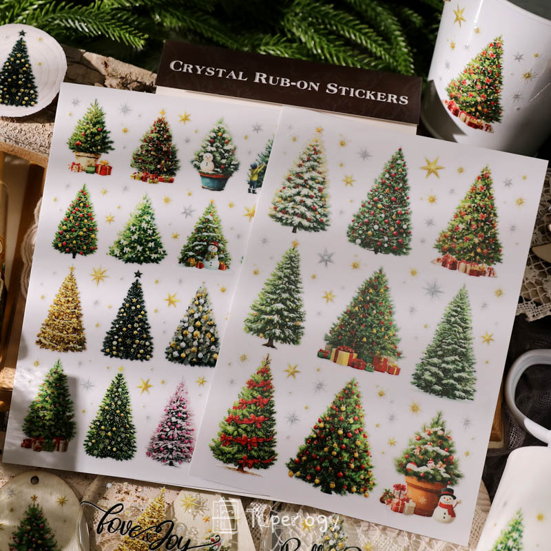 Dori Twinkling Trees Crystal Rub-on Stickers - Taperlogy