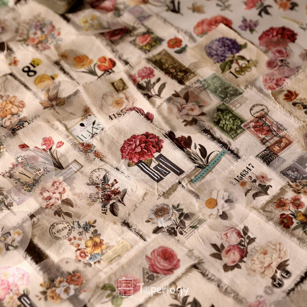 040181●  Y's CUPRO RUBBED FLOWER PRINT Yoli Vintage Floral Rub-on Stickers | Transfer Sticker - Taperlogy