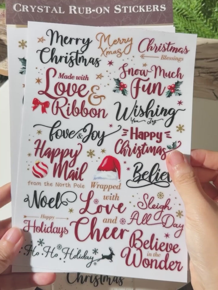 Zopa Christmas Sentiments Crystal Rub-on Stickers - Taperlogy