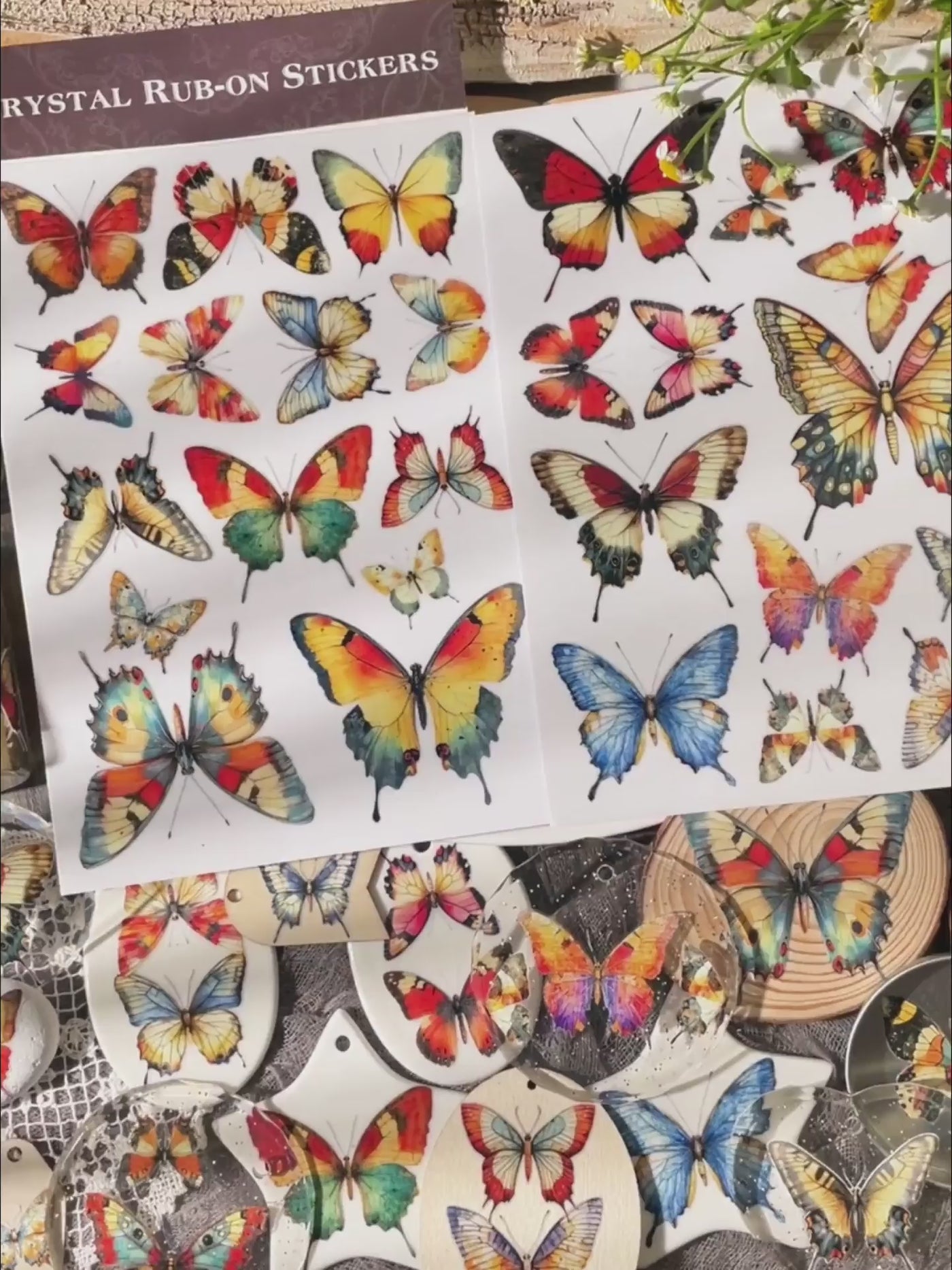 Kino Butterfly Crystal Rub-on Stickers - Taperlogy